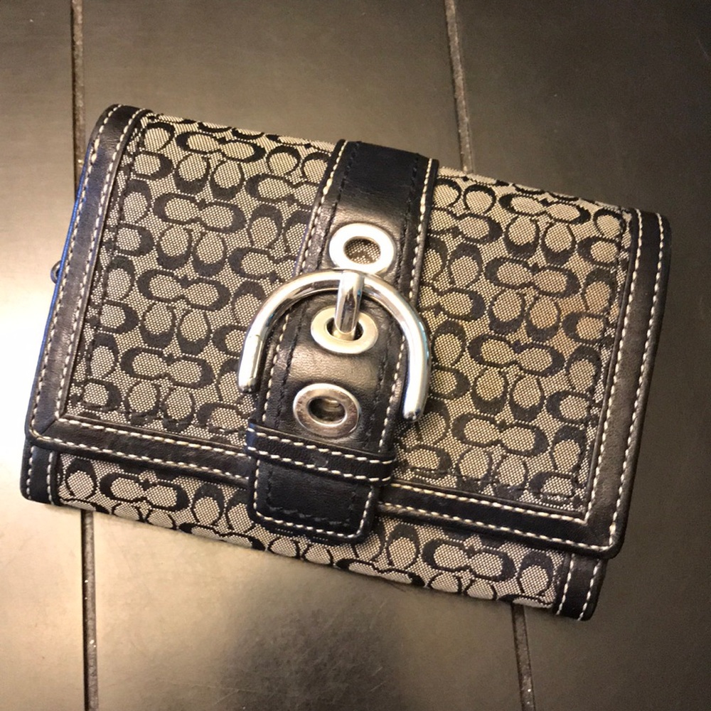 Authentic Coach black monogram wallet